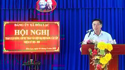 Đảng ủy xã Hòa Lạc lấy ý kiến đóng góp dự thảo văn kiện Đại hội Đảng các cấp, nhiệm kỳ 2025 -2030