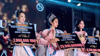 Dang Thi Suong won the title of Miss Tourism for the third time of Khanh Hoa University.