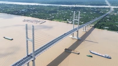 Cận cảnh cầu Rạch Miễu 2 bắc qua sông Tiền nối liền Đồng Tháp và Vĩnh Long
