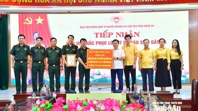 Bộ Tư lệnh Quân khu 4 ủng hộ nhu yếu phẩm trị giá hơn 2 tỷ đồng hỗ trợ đồng bào bị lũ lụt tỉnh Nghệ An