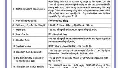 Thông báo bán đấu giá cổ phần của Tập đoàn VNPT tại Công ty CP Xây lắp và Dịch vụ Bưu điện Kiên Giang