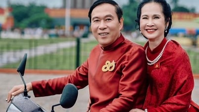Artist couple Lan Huong - Do Ky 'follow' the trend 'Love Ao Dai - Love the country'
