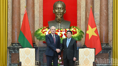 [Ảnh] Chủ tịch nước Lương Cường tiếp Chủ tịch Viện Đại biểu Quốc hội (Hạ viện) Cộng hòa Belarus Igor Sergeyenko