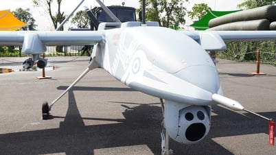 Close-up dari serangkaian UAV "buatan Vietnam" yang pertama kali diperkenalkan di pameran prestasi negara tersebut