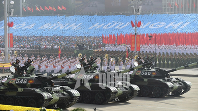 Parade of military vehicles and artillery of the Vietnam People's Army