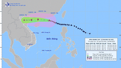 Das heutige Wetter (24. September): Sturm Ragasa hat Böen der Stufe 17, etwa 700 km von Quang Ninh entfernt
