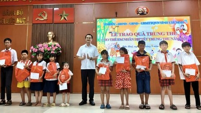 Chánh Thanh tra tỉnh Phan Huỳnh Quốc Vinh trao quà Trung thu tại xã Đức Huệ