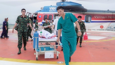 Trực thăng bay xuyên đêm, vượt mưa gió đưa bệnh nhân Trường Sa vào đất liền cấp cứu