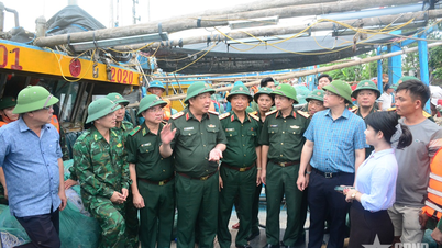 Korgeneral Huynh Chien Thang, Thanh Hoa'daki 10 numaralı fırtınaya müdahale çalışmalarını denetledi.