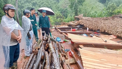 Storms collapsed houses and broke electric poles in Lien Hiep commune.