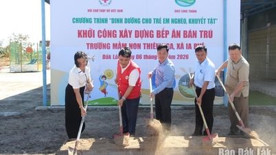 Khởi công xây dựng “Bếp ăn bán trú” tặng Trường Mầm non Thiên Nga, xã Ia Rvê