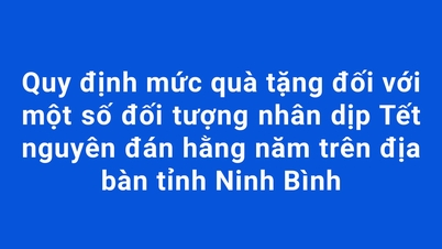 Réglementation relative au montant des cadeaux offerts à certains groupes à l'occasion du Nouvel An lunaire dans la province de Ninh Binh chaque année.