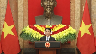 O presidente Luong Cuong recebe embaixadores de diversos países, que apresentam suas credenciais.