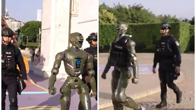 「ターミネーター」ロボットが中国警察とともにパトロール。
