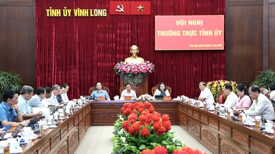 គណៈកម្មាធិការអចិន្ត្រៃយ៍នៃគណៈកម្មាធិការបក្សខេត្តវិញឡុងកំពុងពិនិត្យឡើងវិញនូវខ្លឹមសារនៃការសួរសុខទុក្ខ និងជូនពរឆ្នាំថ្មីប្រពៃណីចិន ឆ្នាំមមី (ប៊ិញង៉ុក)។