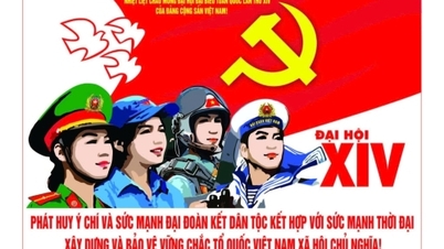 Propagandaslogans für den 14. Nationalkongress der Partei.