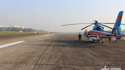 Helikopter dari Korps Angkatan Darat ke-18 dalam keadaan siaga untuk memastikan keamanan dan keselamatan Kongres Nasional Partai ke-14.