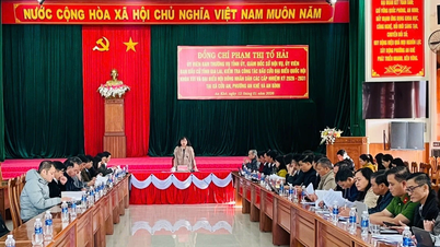 Kamerad Pham Thi To Hai memeriksa persiapan pilihan raya di kawasan An Khe dan An Binh serta komune Cuu An.