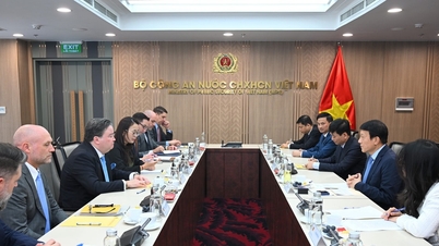 Minister Luong Tam Quang przyjmuje ambasadora USA, który przybył, aby się z nim pożegnać.