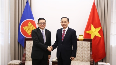 เลอ ฮว่าย จุง เลขาธิการคณะกรรมการกลางพรรคและรัฐมนตรีว่าการกระทรวงการต่างประเทศ ให้การต้อนรับเลขาธิการอาเซียน