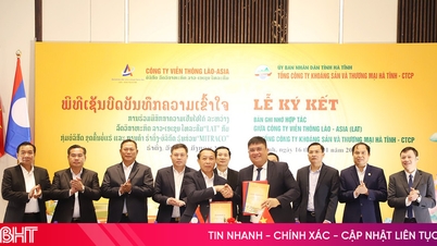 Unternehmen in der Provinz Ha Tinh unterzeichnen ein Kooperationsabkommen mit der Lao-Asia Telecommunications Company.