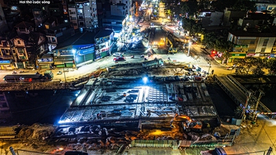Die Baustellen für die Ringstraße 2.5 sind die ganze Nacht über hell erleuchtet; es wird gegen die Zeit gearbeitet, bevor die Straße eröffnet wird.