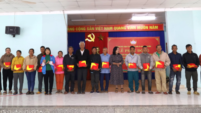 The Vietnam Fatherland Front Committee of Nam Khanh Vinh commune presented 100 national flags to the people.