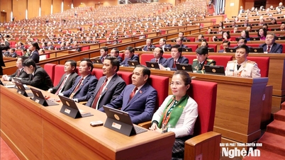 Εικόνα της αντιπροσωπείας Nghe An στην εναρκτήρια συνεδρίαση του 14ου Εθνικού Συνεδρίου του Κόμματος.
