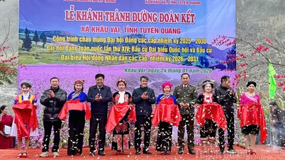 ພິທີເປີດເສັ້ນທາງດວານເກດໃນຕາແສງເຄົາວາຍສະເຫຼີມສະຫຼອງຜົນສຳເລັດຂອງກອງປະຊຸມໃຫຍ່ຜູ້ແທນທົ່ວປະເທດຄັ້ງທີ 14 ຂອງພັກ.
