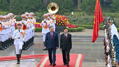 [Foto] Generalsekretär To Lam leitet die Begrüßungszeremonie für Generalsekretär und Präsident von Laos, Thongloun Sisoulith.