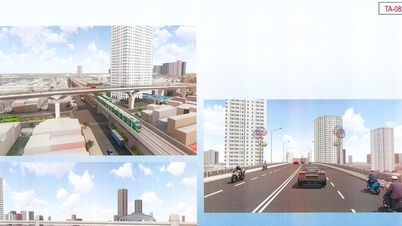 Hanói está construindo um viaduto de vigas de aço em formato de asa de pássaro no cruzamento da rodovia nacional 6 com a rodovia Le Trong Tan.