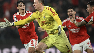 Kiper mencetak gol spektakuler, Benfica mengalahkan Real Madrid untuk mengamankan tempat di babak play-off.