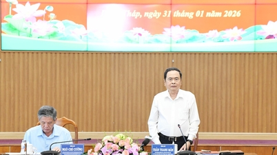 National Assembly Chairman Tran Thanh Man works with the Dong Thap Provincial Election Committee.