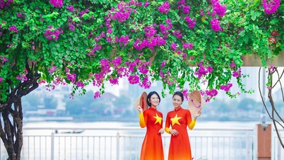 Vêtue d'un élégant ao dai pour célébrer le Têt.