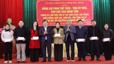 Phan Thế Tuấn, a Tartományi Népi Bizottság alelnöke több településen is átadja a Tet ajándékait.