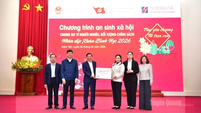 Frau Nong Thi Bich Hue, stellvertretende Sekretärin des Ständigen Ausschusses des Parteikomitees des Volkskomitees der Provinz, überreicht Tet-Geschenke in der Gemeinde Ham Yen.