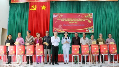 Ketua Suruhanjaya Hal Ehwal Dalam Negeri Pusat, Le Minh Tri menyampaikan hadiah kepada rakyat dan pekerja sempena Tahun Baru Cina.