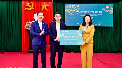 Jawatankuasa Barisan Tanah Air Vietnam wilayah itu menerima hadiah daripada BIDV untuk menyokong penerima manfaat semasa Tahun Baru Cina bagi Tahun Kuda.
