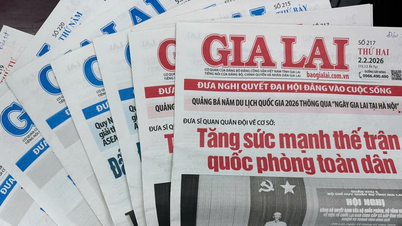 Verspreid exemplaren van de krant Gia Lai onder partijleden die al 40 jaar of langer lid zijn van de partij.