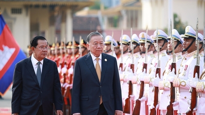 พิธีต้อนรับอย่างยิ่งใหญ่สำหรับเลขาธิการใหญ่ โต ลัม ในประเทศกัมพูชา