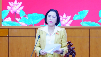 Místopředsedkyně Národního shromáždění Nguyen Thi Thanh dohlíží na volební proces v Tay Ninh a kontroluje ho.