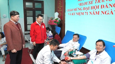 Gesundheitsbeamte in der Provinz Tuyen Quang beteiligen sich am Tag der freiwilligen Blutspende.