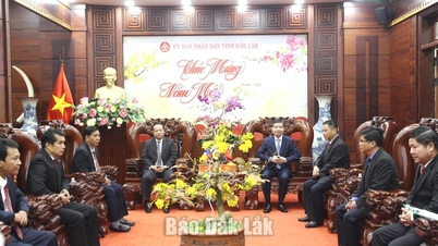 The delegation from Attapeu province visited and extended New Year greetings to Dak Lak province.