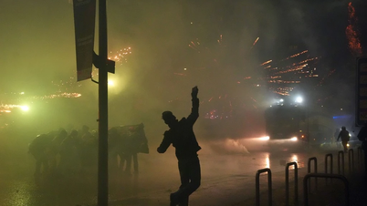 Images of protests in the city hosting the Winter Olympics.