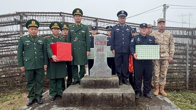 Son Vi Border Guard Station met with, exchanged information with, and extended New Year greetings to border protection forces on the Chinese side.
