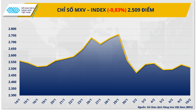 A tendência de recuperação chegou ao fim e o índice MXV recuou para perto da marca de 2.500 pontos.