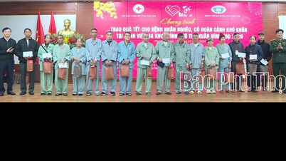 Sebanyak 120 paket hadiah dibagikan kepada pasien yang sedang menjalani perawatan di Rumah Sakit Umum Provinsi Phu Tho.