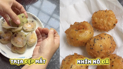 Fried sticky rice cake (Bánh tét) styled like… fried bananas is causing a sensation as Tet approaches, with an unexpected flavor.