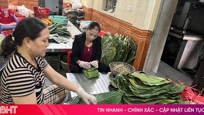 Жвава діяльність у відомому селі Ха Тінь, де виробляють липкі рисові коржики Тет.