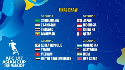 Vietnam U.17 grouped with South Korea and UAE at the U.17 Asian Championship: Determined to secure a World Cup ticket.